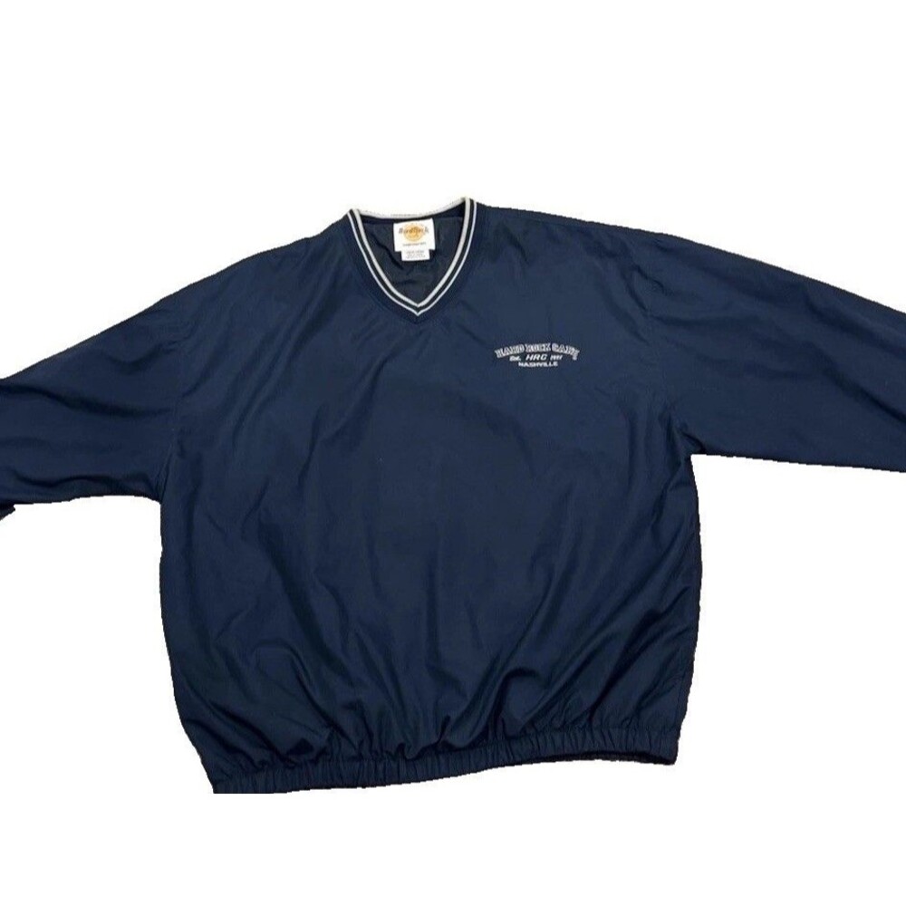 Hard Rock Cafe Nashville Navy Blue V-Neck Pullover Windbreaker Jacket Large